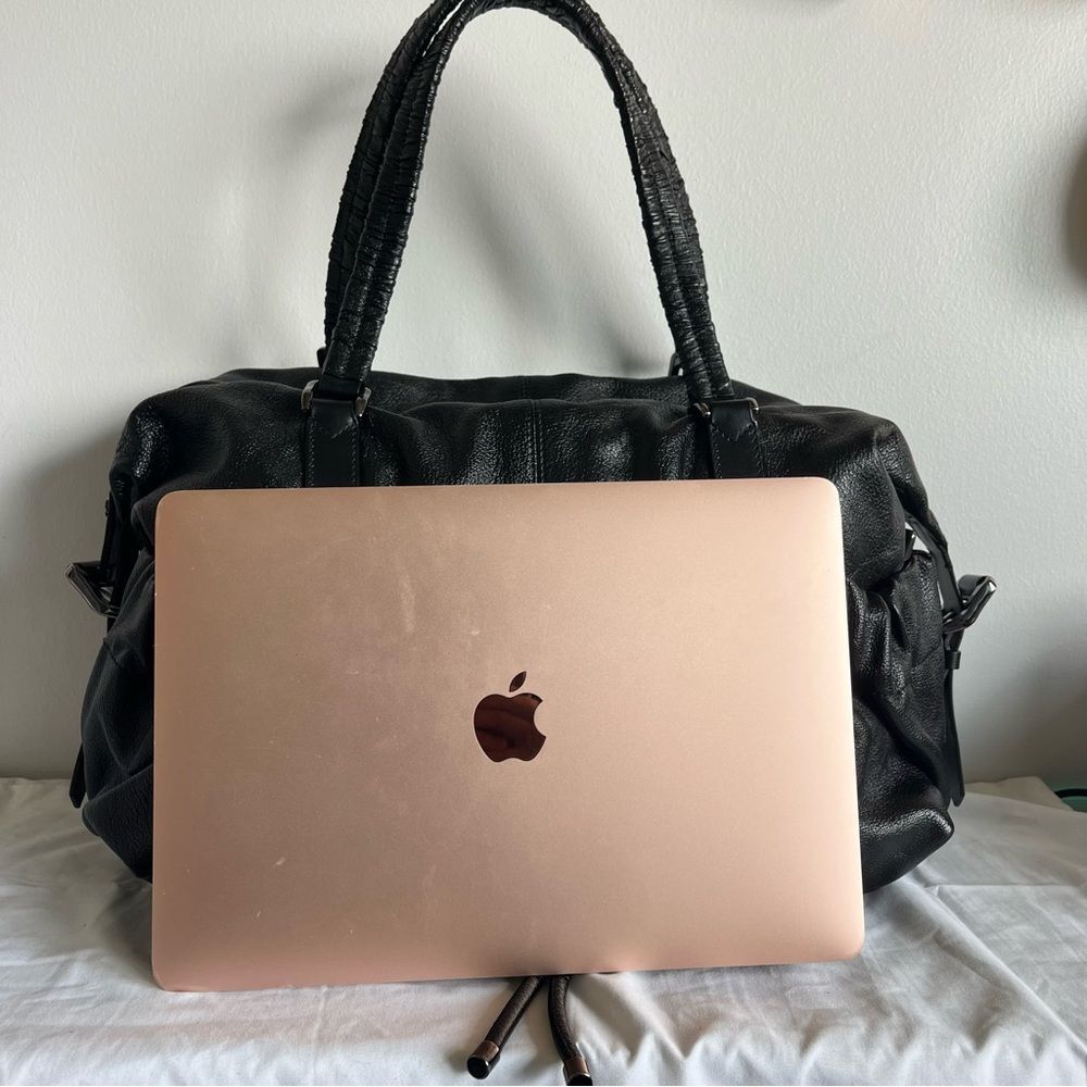 BURBERRY Black XL Calf Leather Hobo Shoulder Bag Haymarket Nova Check Canterbury - Picture 12 of 16